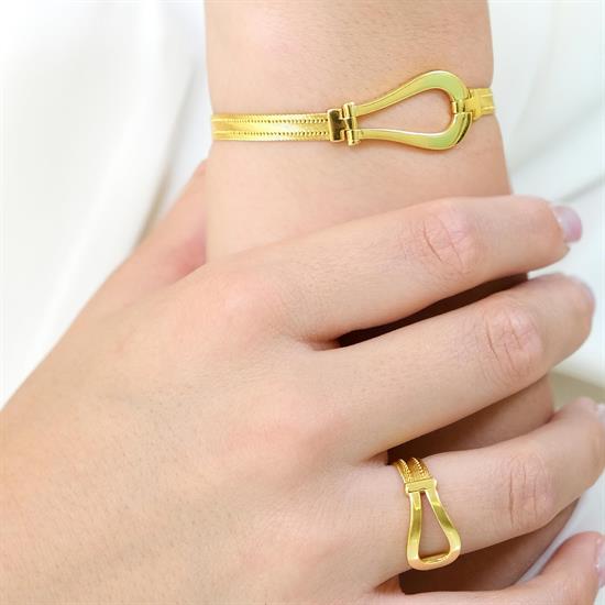 Trabzon Hasır Modern Damla Model 14 Ayar 3 Sıra Altın Kolye Sarı