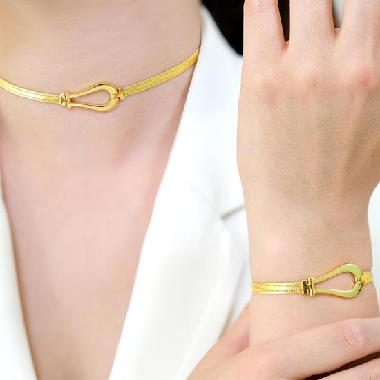 Trabzon Hasır Modern Damla Model 14 Ayar 3 Sıra Altın Set Sarı