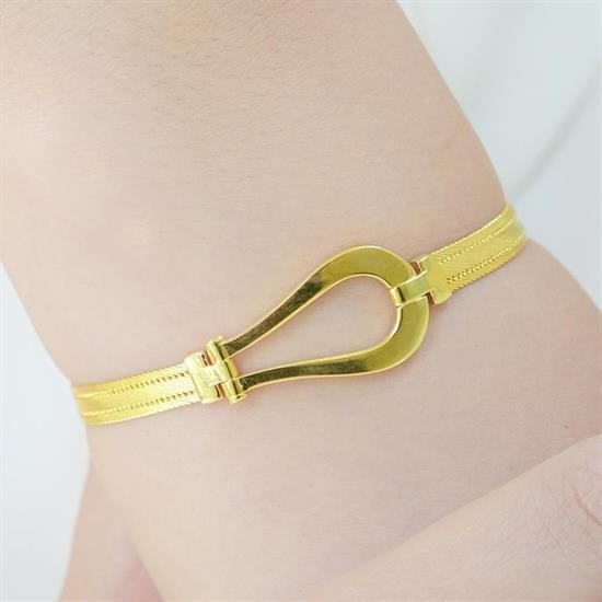 Trabzon Hasır Modern Damla Model 14 Ayar 3 Sıra Altın Bileklik Sarı