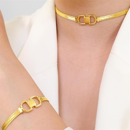 Trabzon Hasır Modern Dolunay Model 14 Ayar 3 Sıra Altın Set Sarı