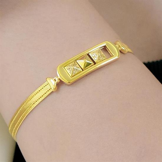 Trabzon Hasır Modern Hareketli Küp Model 14 Ayar 3 Sıra Altın Bileklik Sarı