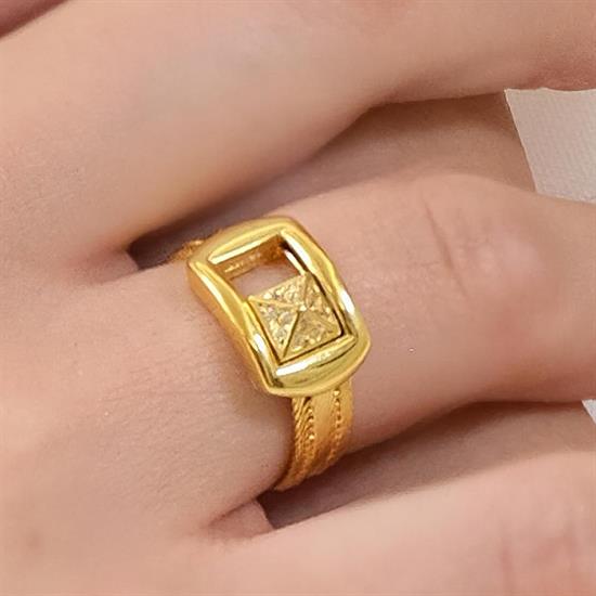 Trabzon Hasır Modern Hareketli Küp Model 14 Ayar 3 Sıra Altın Yüzük Sarı