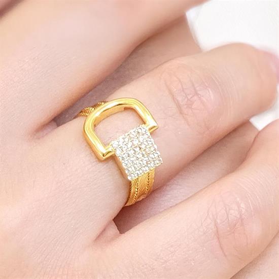 Trabzon Hasır Modern Kemer Model 14 Ayar 3 Sıra Altın Yüzük Sarı