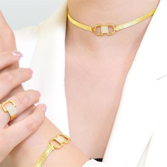 Trabzon Hasır Modern Kemer Model 14 Ayar 3 Sıra Altın Set Sarı