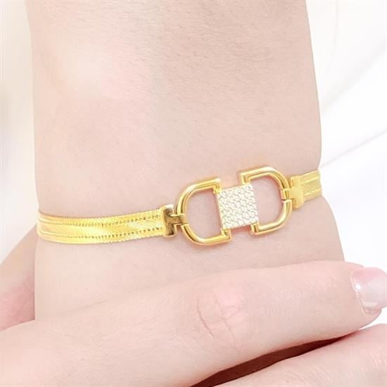 Trabzon Hasır Modern Kemer Model 14 Ayar 3 Sıra Altın Bileklik Sarı