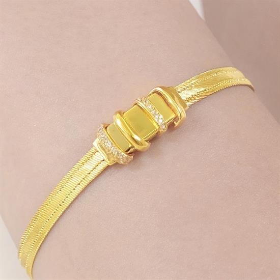 Trabzon Hasır Modern Lal Model 14 Ayar 3 Sıra Altın Bileklik Sarı