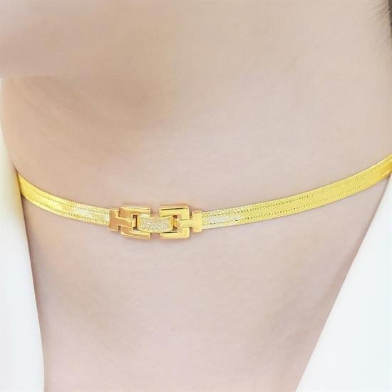 Trabzon Hasır Modern Taşlı 14 Ayar 3 Sıra Altın Set Sarı