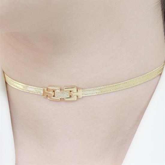 Trabzon Hasır Modern Taşlı 14 Ayar 3 Sıra Altın Set Yeşil