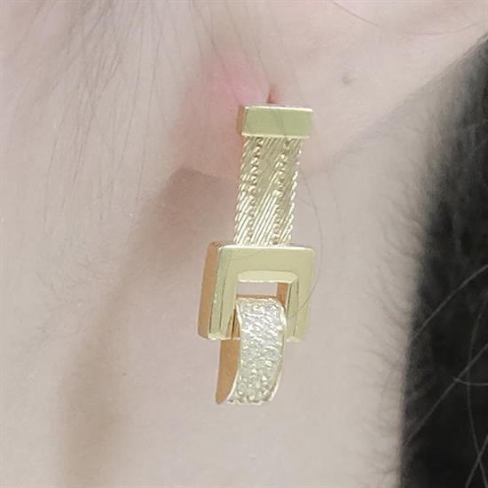 Trabzon Hasır Modern Taşlı 14 Ayar 3 Sıra Altın Set Yeşil