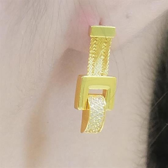 Trabzon Hasır Modern Taşlı 14 Ayar 3 Sıra Altın Set Sarı