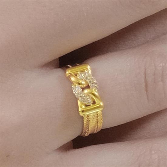 Trabzon Hasır Modern Taşlı Gurmet Model 14 Ayar 3 Sıra Altın Set Sarı