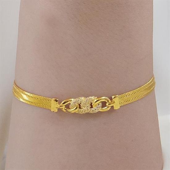 Trabzon Hasır Modern Taşlı Gurmet Model 14 Ayar 3 Sıra Altın Set Sarı