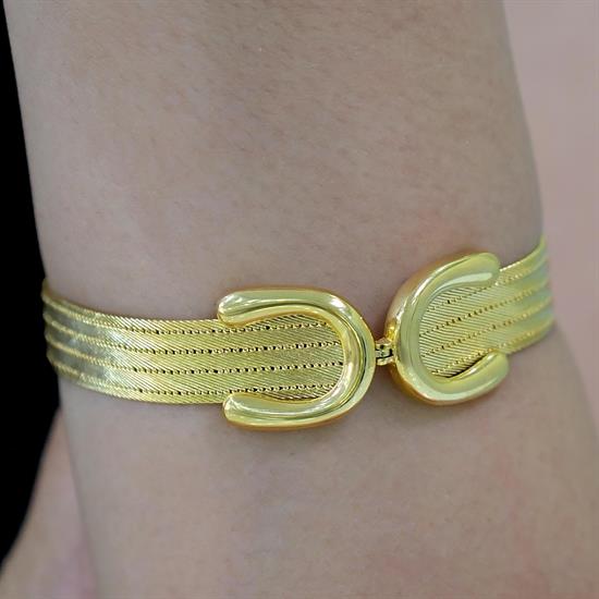 Trabzon Hasır Modern Taşsız Felix Model 14 Ayar 5 Sıra Altın Set Sarı