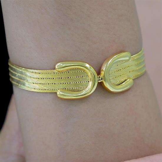 Trabzon Hasır Modern Taşsız Felix Model 14 Ayar 5 Sıra Altın Bileklik Sarı