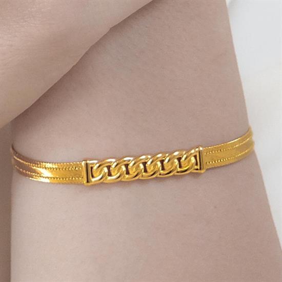 Trabzon Hasır Modern Taşsız Gurmet Model 14 Ayar 3 Sıra Altın Set Sarı