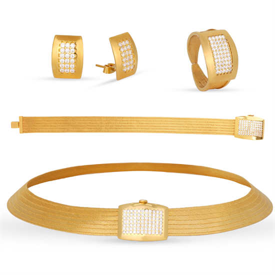 Trabzon Hasır Set Klasik Taşlı Toka 7 Sıra 14 Ayar Altın