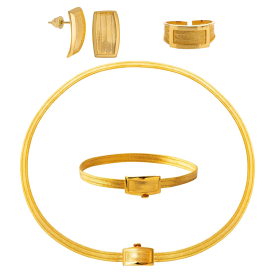 Trabzon Hasır Set Klasik Toka 3 Sıra 14 Ayar Altın