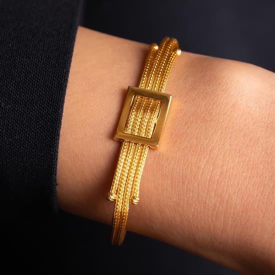 Trabzon Hasır Toka  Bileklik 14 Ayar Altın