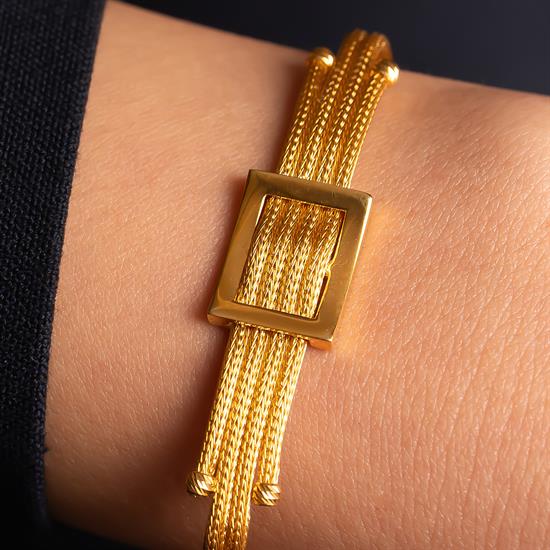 Trabzon Hasır Toka  Bileklik 14 Ayar Altın