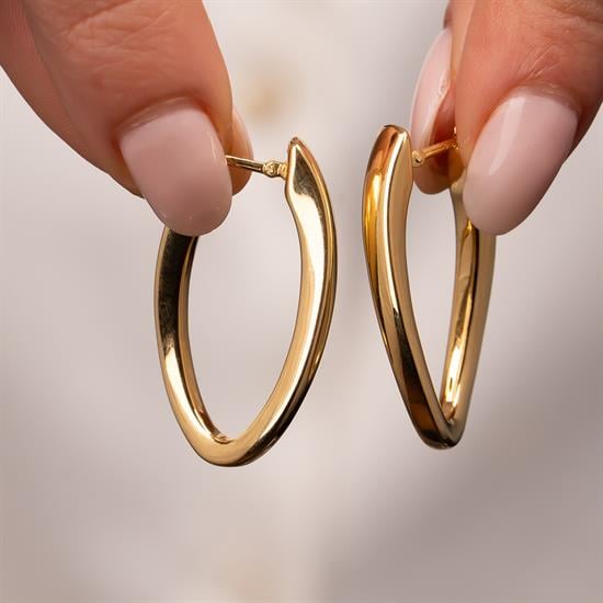 3 Cm Trend Küpe 14 Ayar Altın