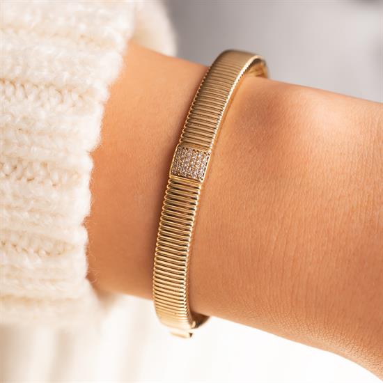 Trend Taşlı 14 Ayar Altın Kelepçe