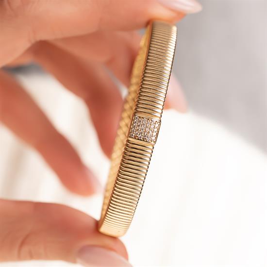 Trend Taşlı 14 Ayar Altın Kelepçe