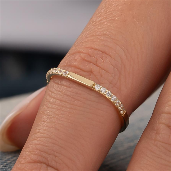 Trend Taşlı Minimal 14 Ayar Altın Yüzük