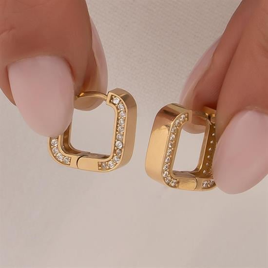 Trend Taşlı Küpe 14 Ayar Altın