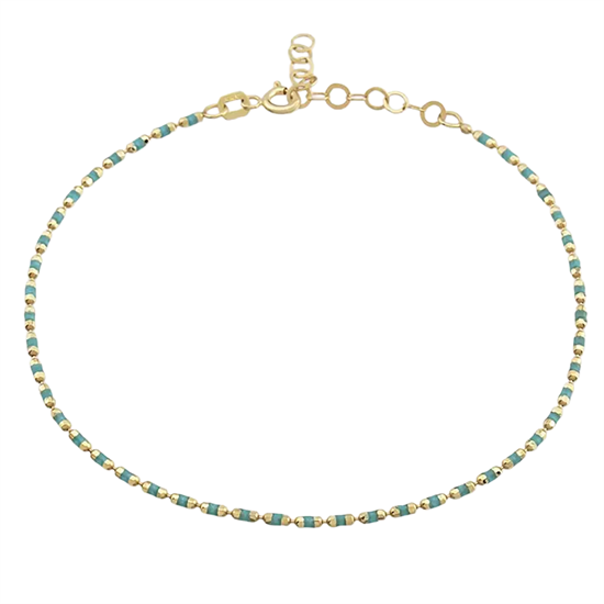Turkuaz Mineli Bileklik 14 Ayar Altın