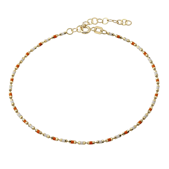 Turuncu Beyaz Mineli 14 Ayar Altın Bileklik