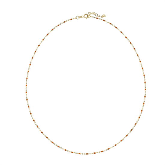 Turuncu Beyaz Mineli 14 Ayar Altın Zincir