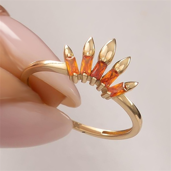 Turuncu Taşlı 14 Ayar Altın Yüzük