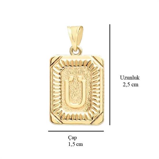 Ü Harfi 14 Ayar Altın Kolye Ucu
