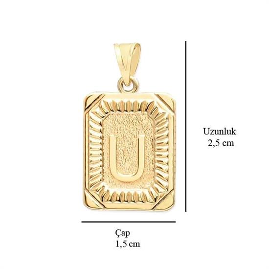 U Harfi 14 Ayar Altın Kolye Ucu