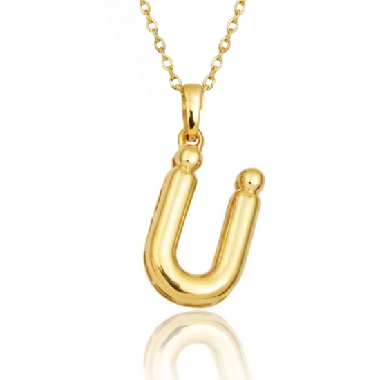 Ü Harfi Balon Model 14 Ayar Altın Kolye