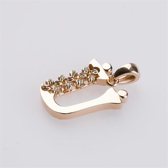 Ü Harfi Dorika Toplu 14 Ayar Altın Kolye Ucu