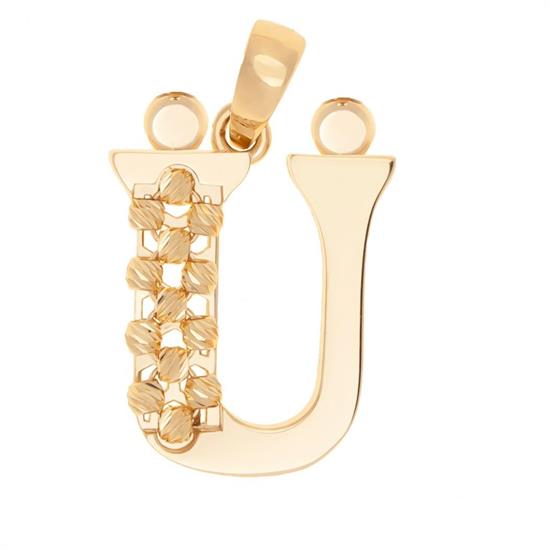 Ü Harfi Dorika Toplu 14 Ayar Altın Kolye Ucu