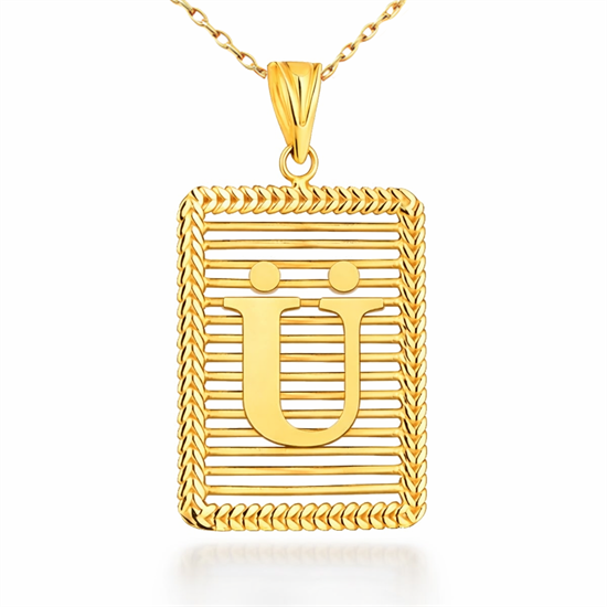 Ü Harfi Izgara Model 14 Ayar Kolye Ucu