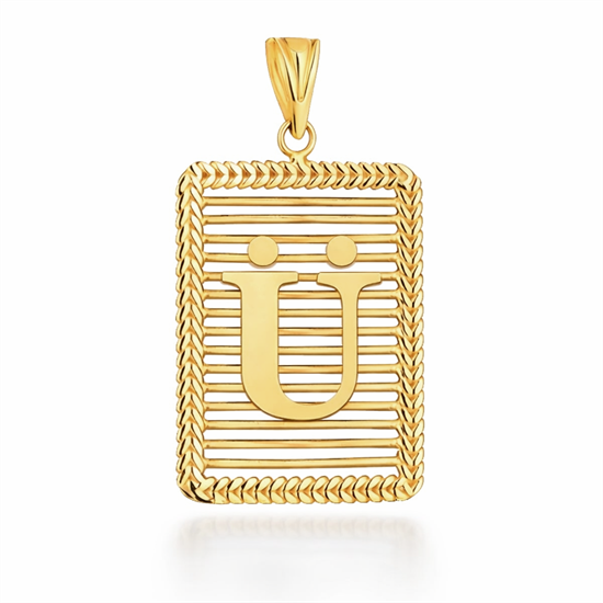 Ü Harfi Izgara Model 14 Ayar Kolye Ucu