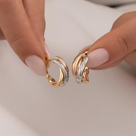 Cetaş Üç Renk 14 Ayar Altın Küpe