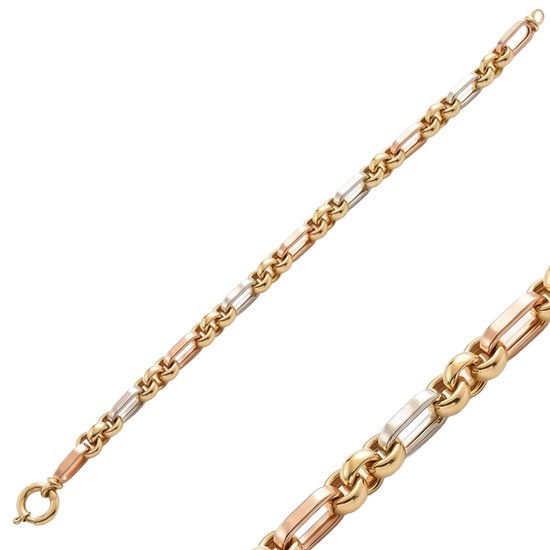 Üç Renk Bileklik 14 Ayar Altın