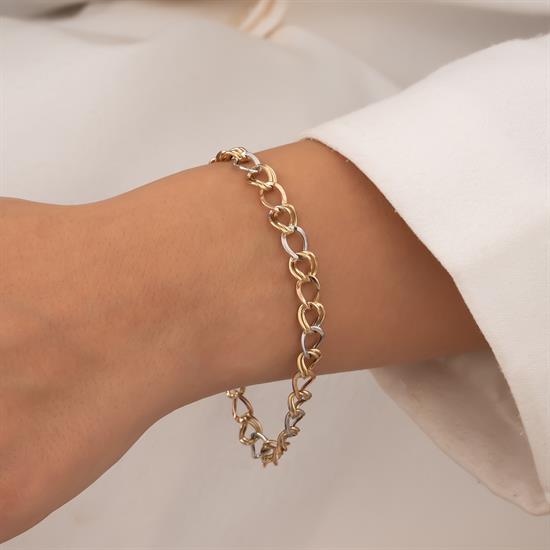 Üç Renkli Hallow 14 Ayar Altın Bileklik