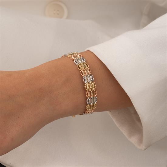 Üç Renkli 14 Ayar Altın Kelepçe