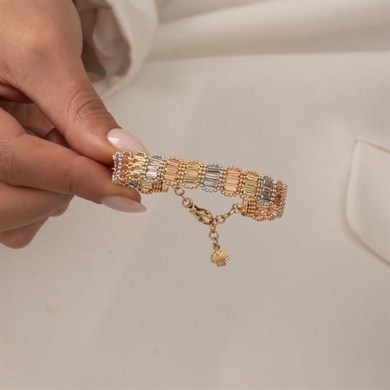 Üç Renkli 14 Ayar Altın Kelepçe