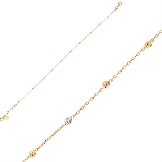 Üç Renkli Dorika Bileklik 14 Ayar Altın