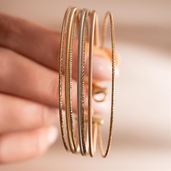 Üç Renkli Tasarım 14 Ayar Altın Kelepçe