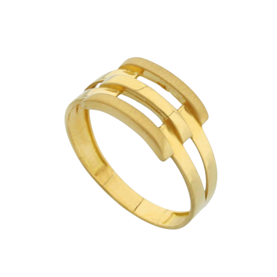 Üç Sıra Kaburga Model 14 Ayar Altın Yüzük