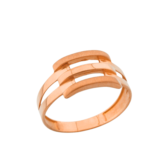 Üç Sıra Kaburga Model 14 Ayar Rose Altın Yüzük