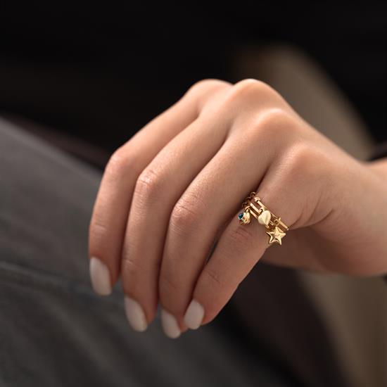 Cetaş Üç Sıra Nazar Sallantılı Altın Yüzük