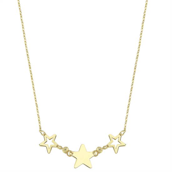 Üç Yıldızlı Minimal 14 Ayar Altın Kolye